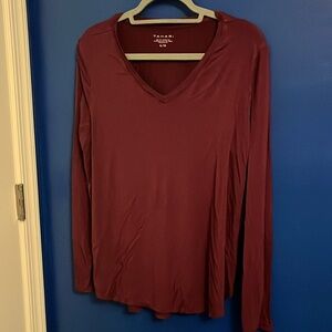 Tahari Maroon Long Sleeve Shirt